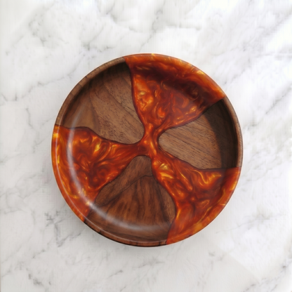 Handmade Walnut Bowl with Epoxy Resin | Wooden Decorative Bowl | Modern Rustic Home Decor