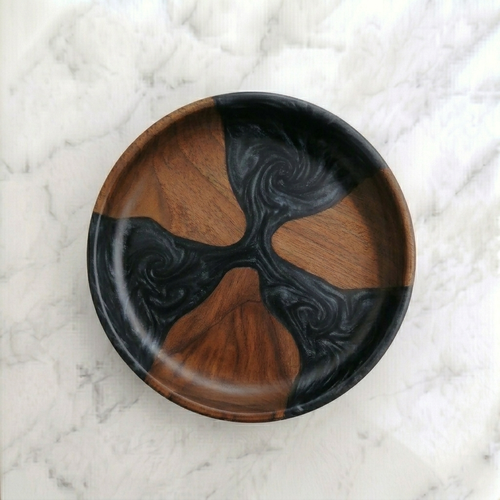 Handmade Walnut Bowl with Epoxy Resin | Wooden Decorative Bowl | Modern Rustic Home Decor