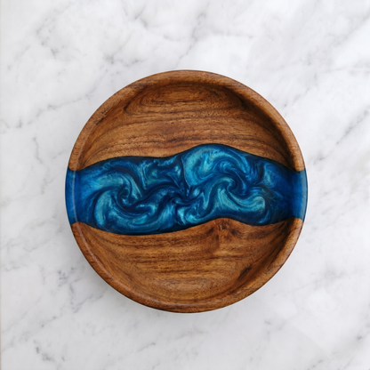 Handmade Walnut Resin Bowl – Decorative Wooden Bowl