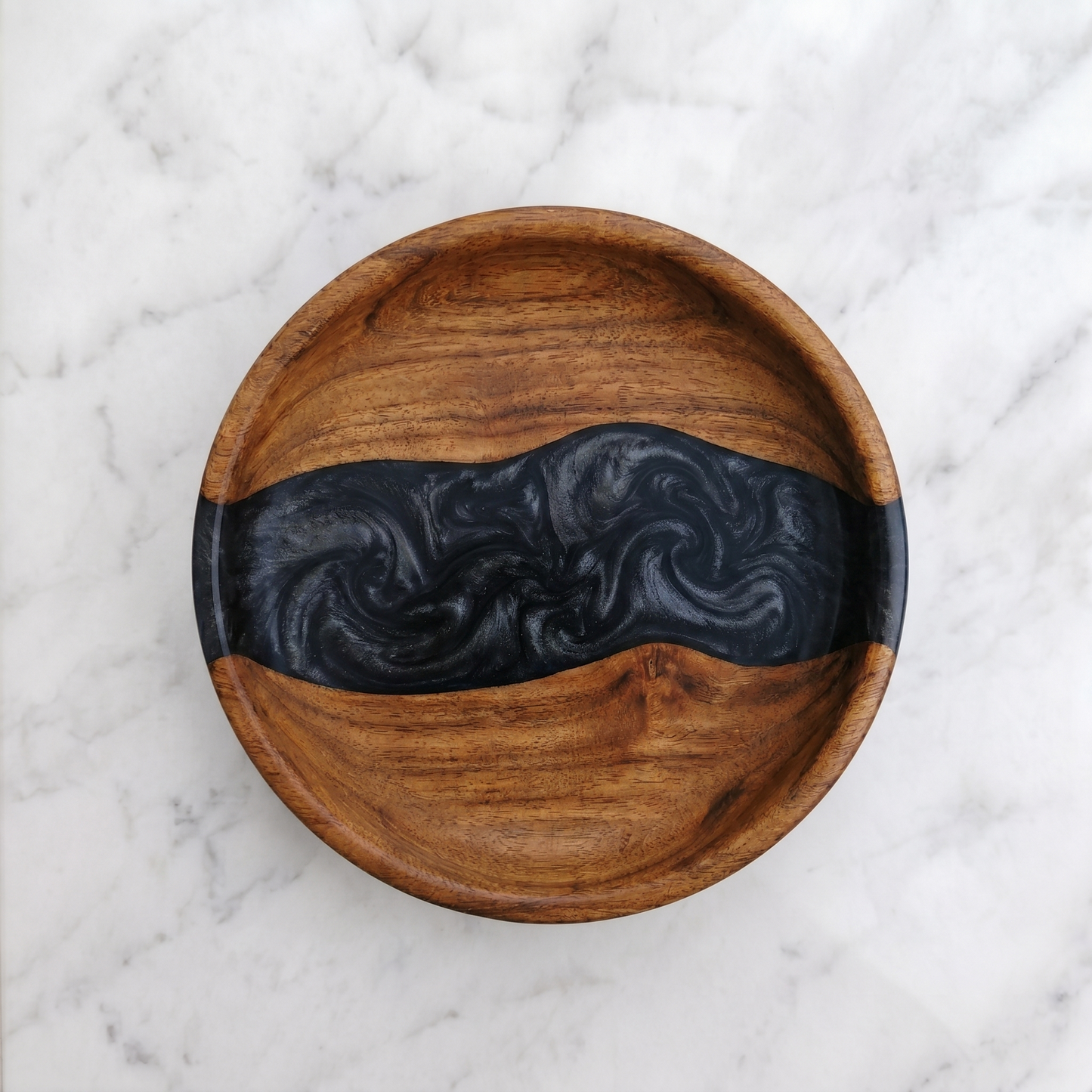 Handmade Walnut Resin Bowl – Decorative Wooden Bowl
