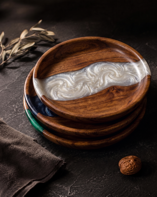 Handmade Walnut Resin Bowl – Decorative Wooden Bowl