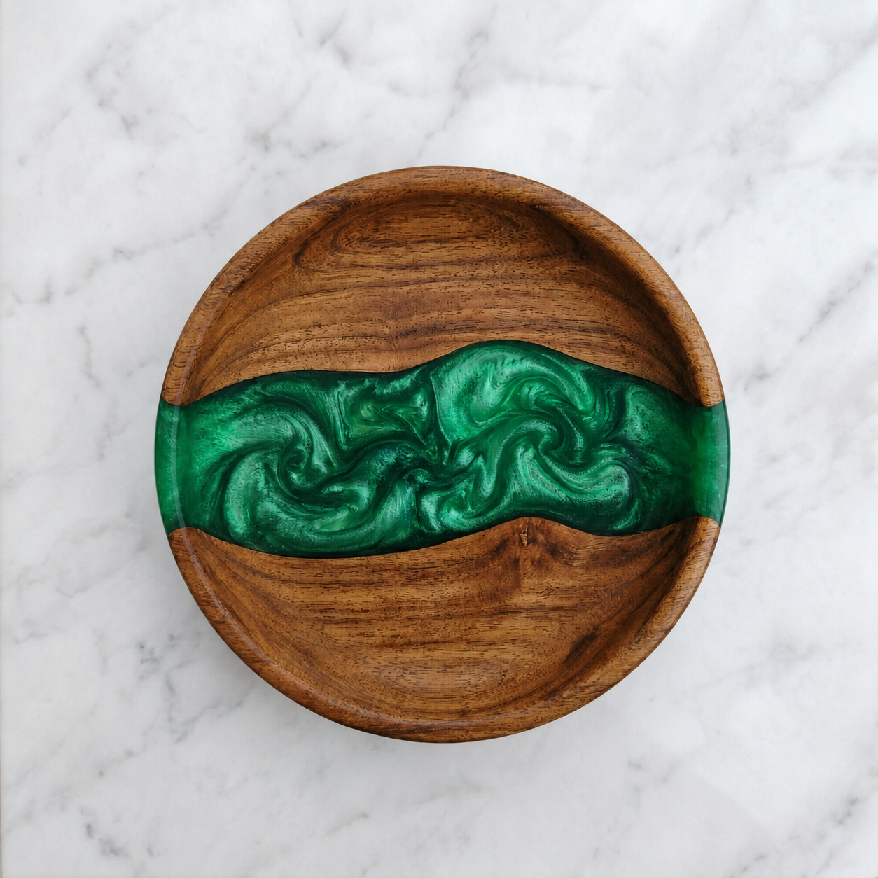 Handmade Walnut Resin Bowl – Decorative Wooden Bowl